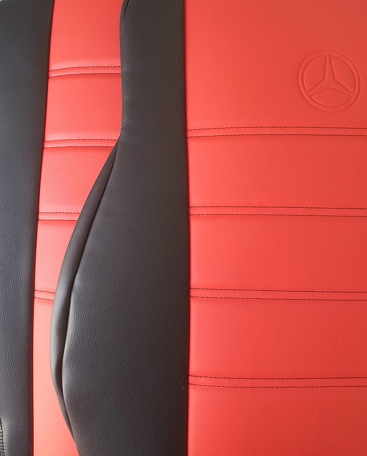 TOP CAR Athens | Two Front CAR SEAT Covers | Leatherette | Custom Made, Compatible with Mercedes SLK-Class 2005-2011 (R-171) | Colour RED with Black