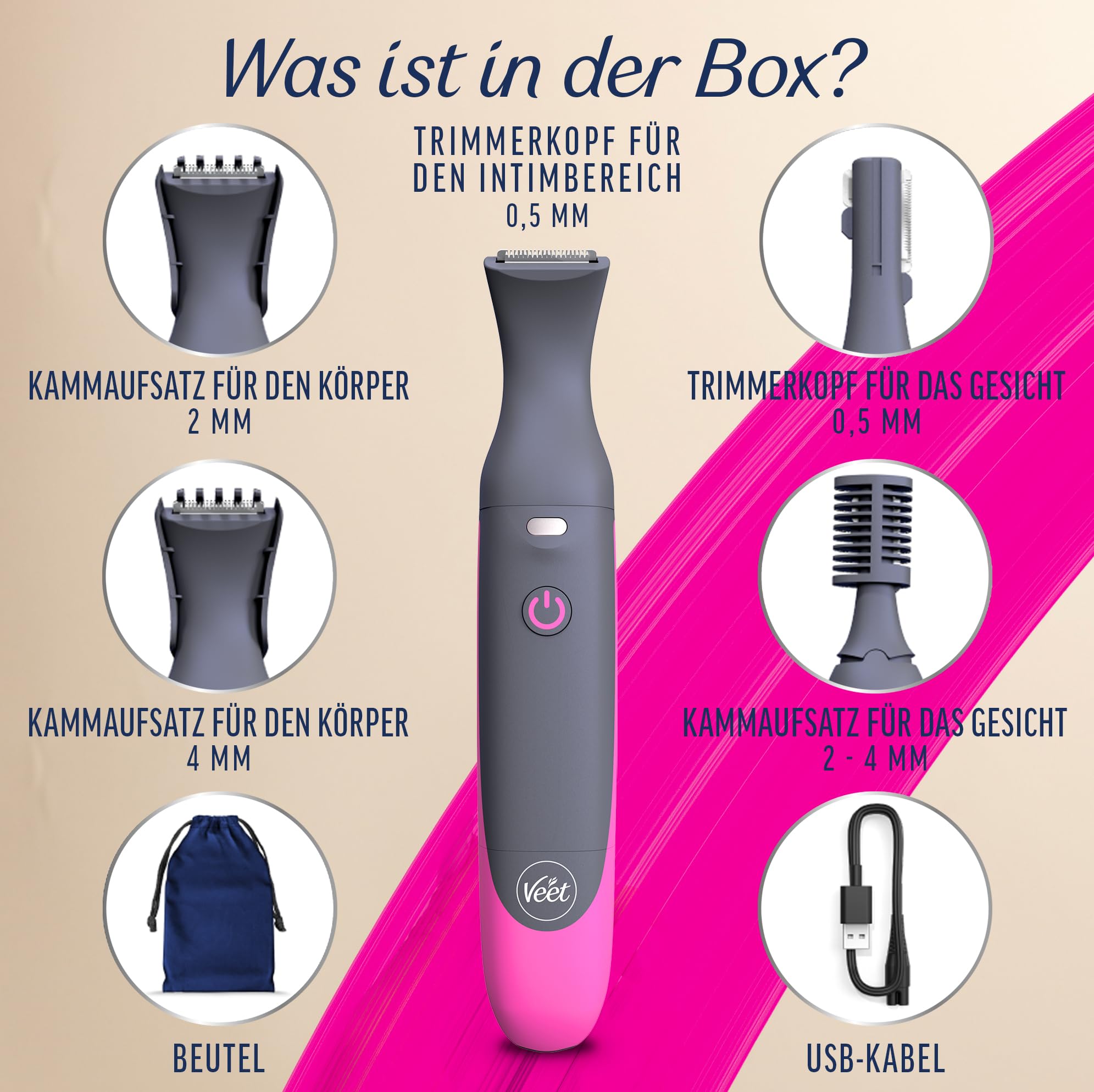 Veet Intimtrimmer Duo-Set für Männer & Frauen – 1x Veet Men Intimate Trimmer + 1x Expert Damen Trimmer – Intimrasierer & Körperhaartrimmer – Wasserfest