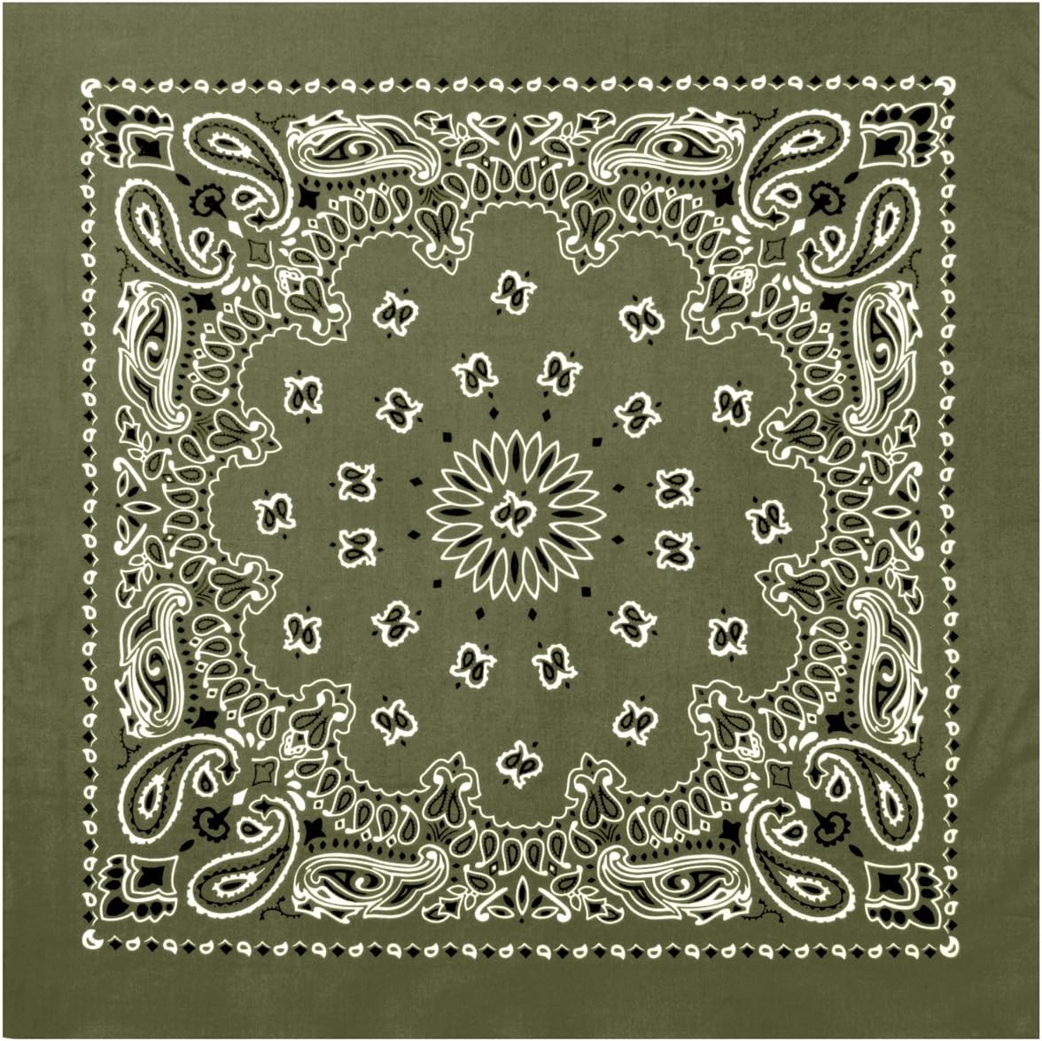 Rothco Trainmen Paisley Bandana – Extra-Large - 27" X 27" - Olive Drab