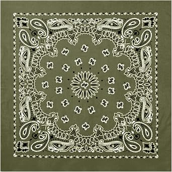 Rothco Trainmen Paisley Bandana Extra-Large - 27" X 27" - Olive Drab