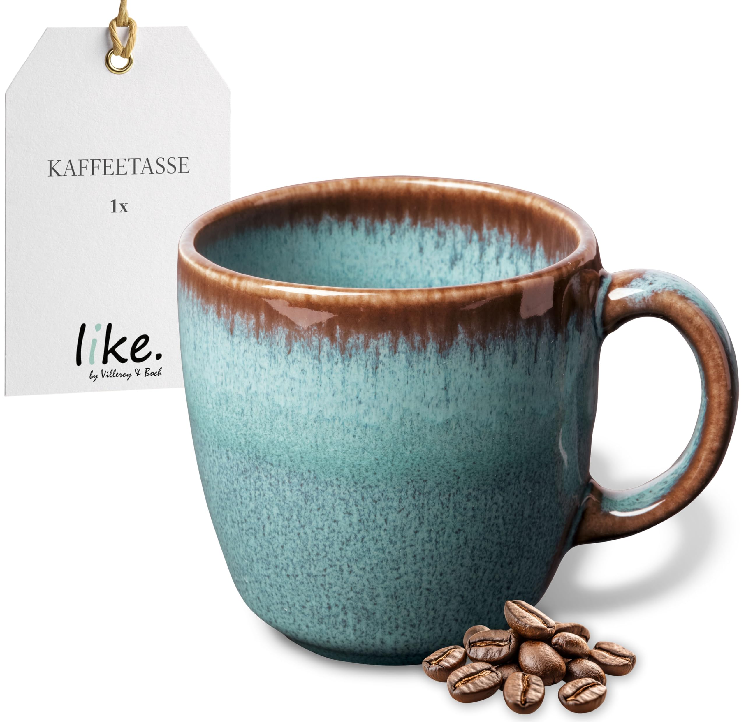 like. by Villeroy & Boch - Lave Glacé Stoneware Coffee Cup, 190 ml, Dishwasher Safe, Green