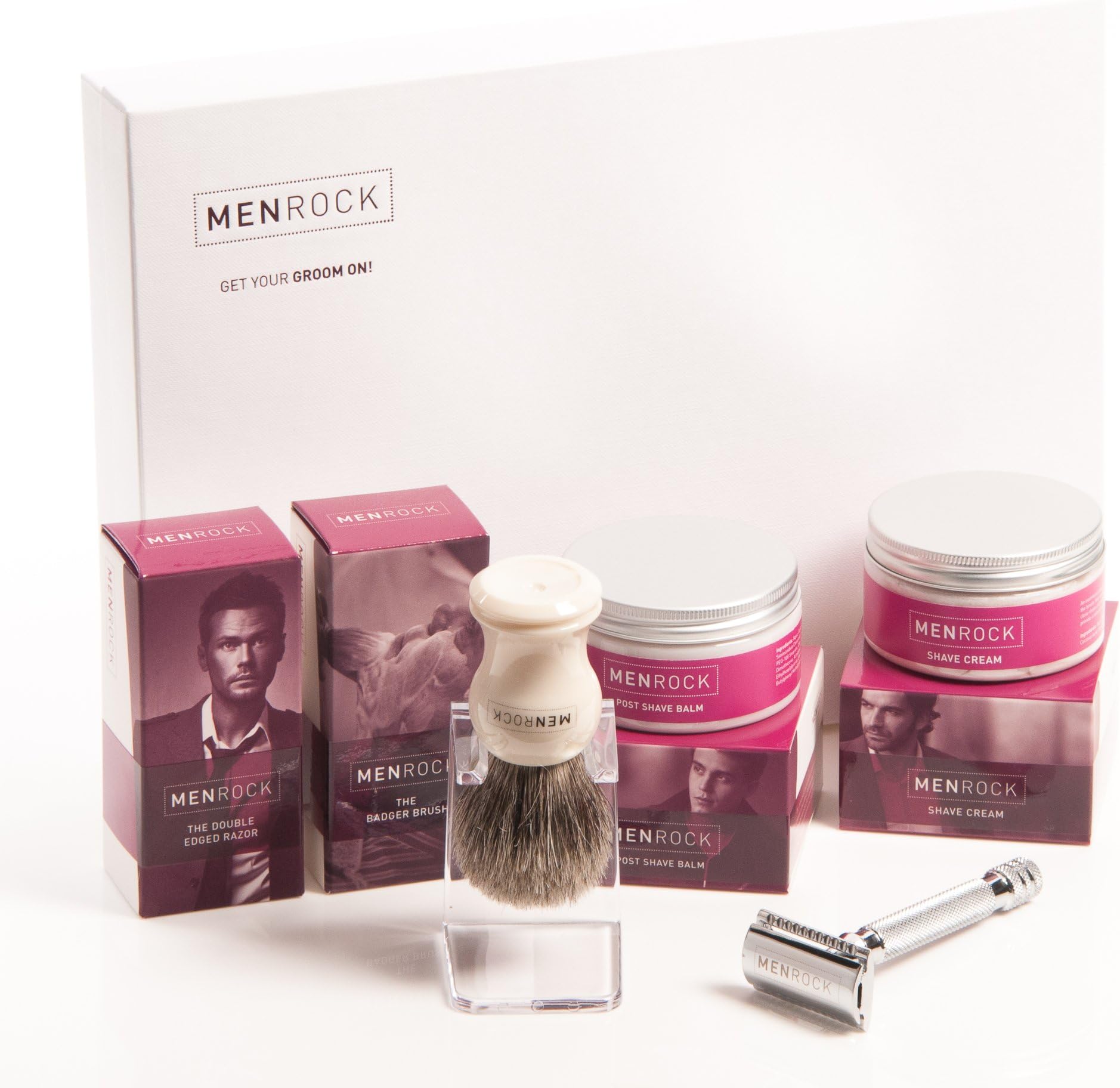 Men Rock Luxury Double Edged Razor Kit With Drip Stand