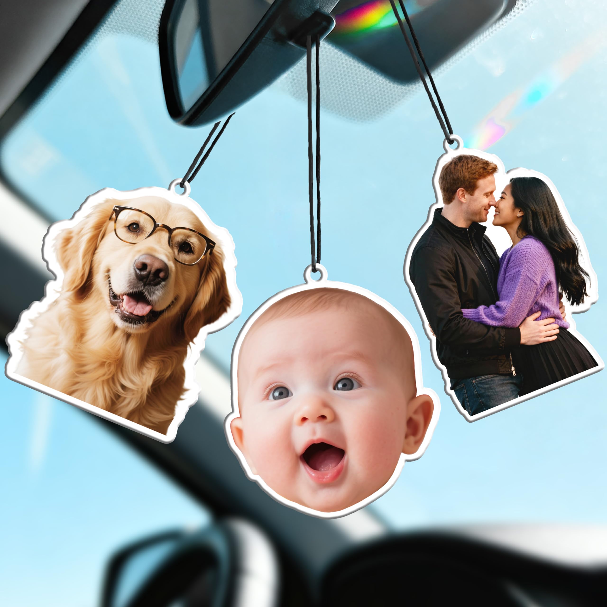 Bemaystar Custom Air Fresheners with Picture - Personalized Air Freshener for Car,Custom Double Sided Air Freshener for Wardrobe Bathroom Hanging Ornaments (Irregular Shape)