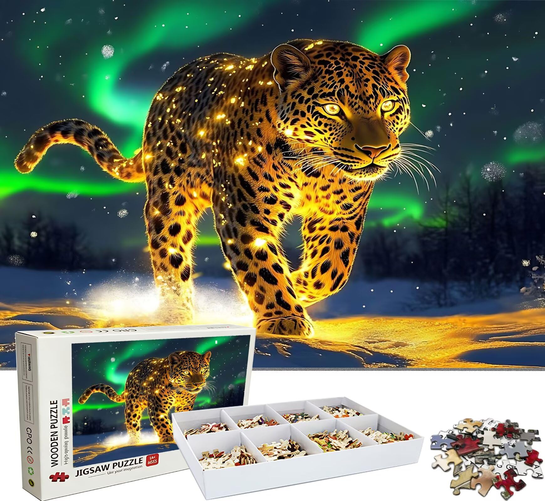 Puzzle 1500 elementów, drewniane puzzle dla dorosłych marzenie leopard impossible klasyczne puzzle Jigsaw Puzzle 87 x 57 cm, gra rodzinna, redukcja stresu, gra myśląca, dla miłośników puzzli W0-602