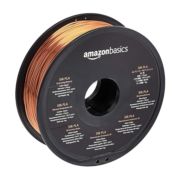 Amazon Basics SILK PLA 3D Printer Filament, 1.75 mm, Copper, 1 kg Spool (2.2 lbs)