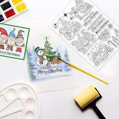 Miniatura 4 de ORIGACH Sellos transparentes de gnomo de Navidad, sellos de silicona reutilizables de gnomo de Navidad para hacer tarjetas navideñas, álbumes de