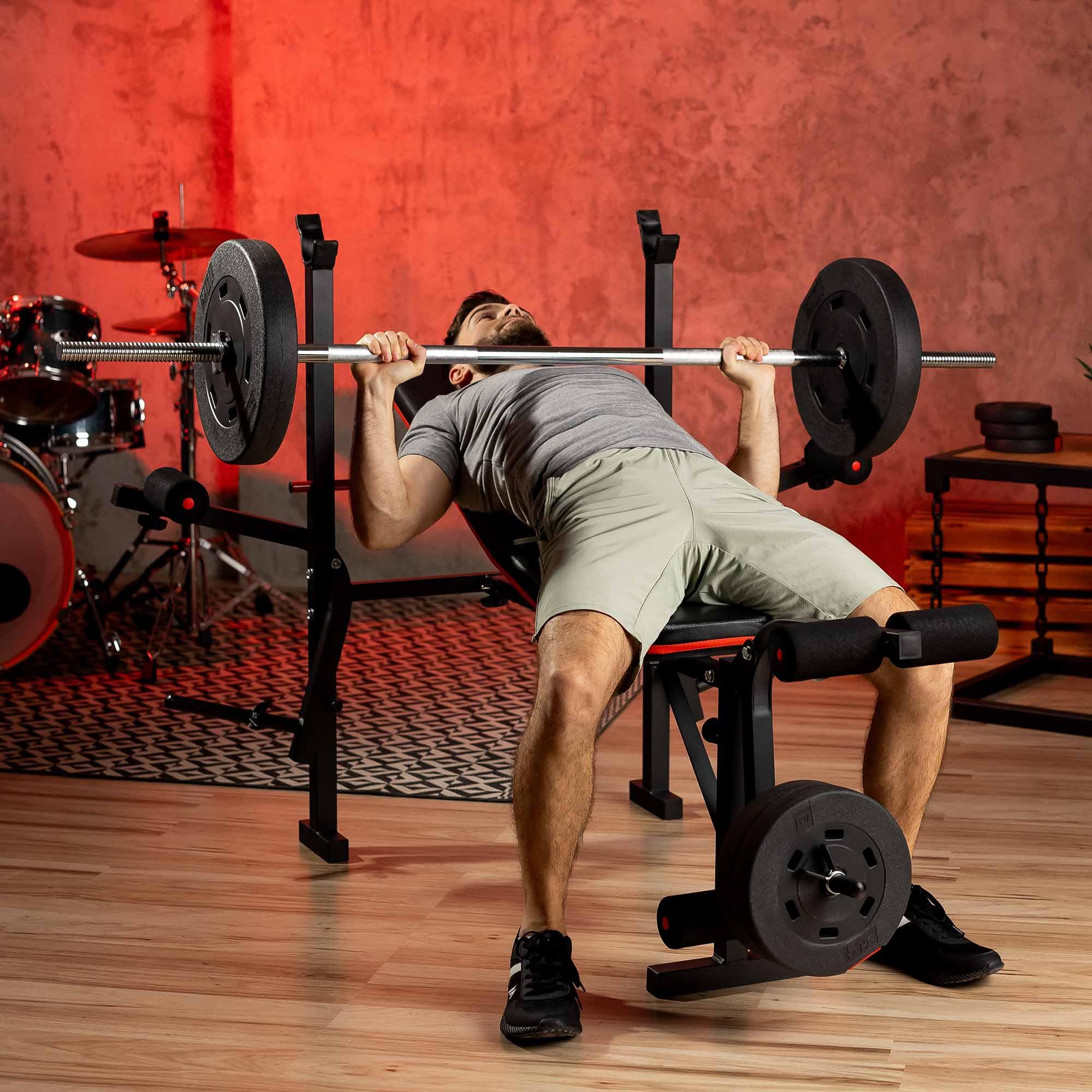 HOP-Sport® Banc de Musculation Pliable Inclinable HS-1055, Banc d'entraînement Complet, Support d'haltères, Entraîneur de Jambes, Multifonction pour Le Développé Couché avec Papillon