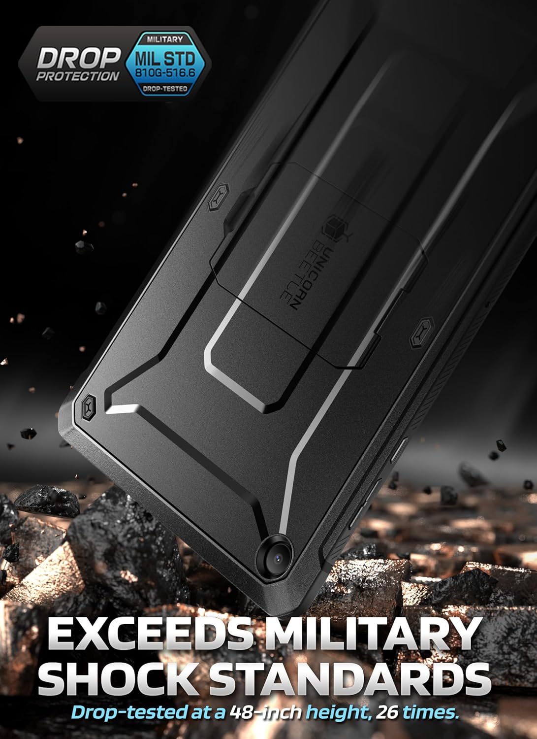SUPCASE for Samsung Galaxy Tab A11+ Plus Case with Stand (Unicorn Beetle Pro), [Built-in Screen Protector] Full Body Heavy Duty Rugged Protective Tablet Cover for Galaxy Tab A11 Plus 11 Inch, Black