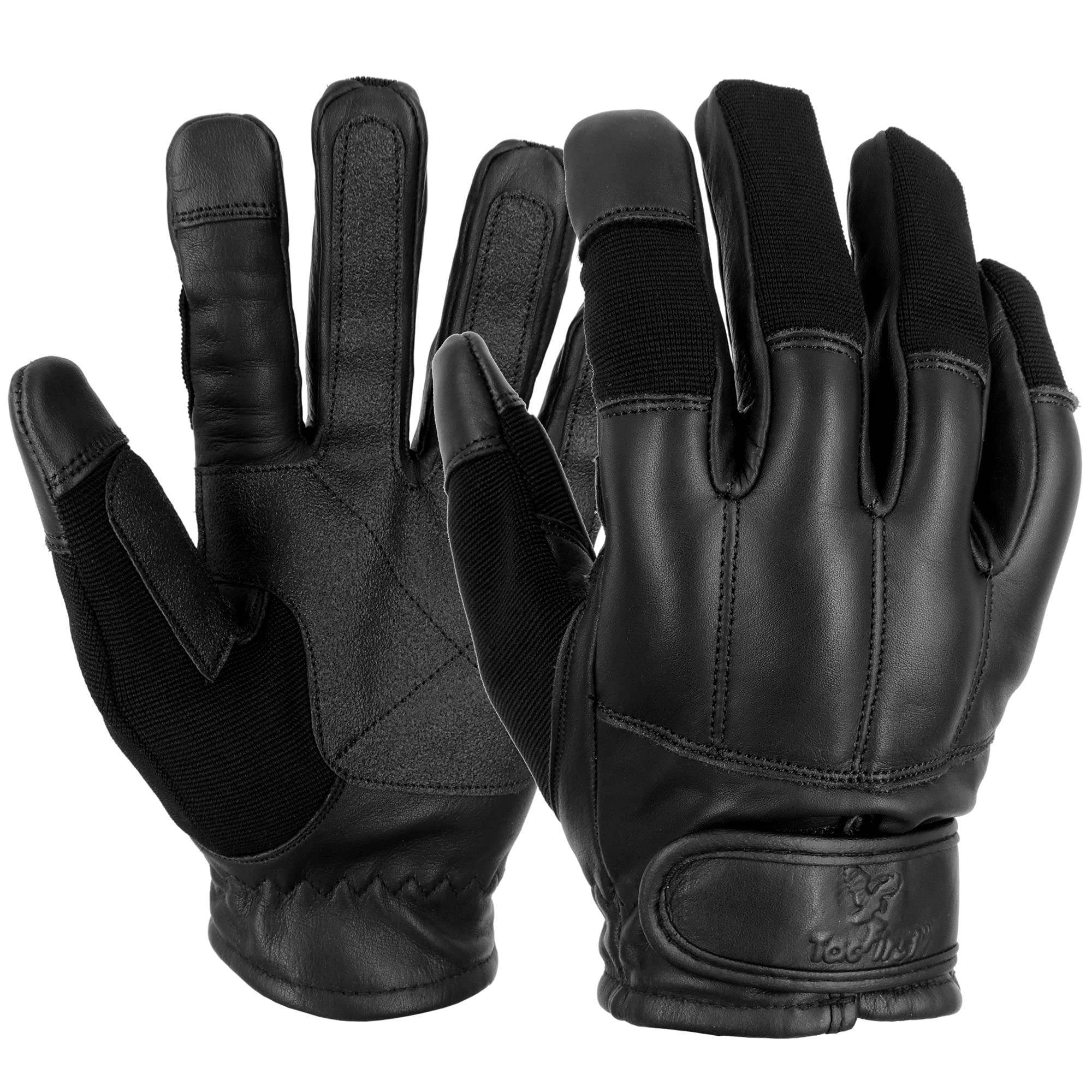 TacFirst Security Quarzhandschuhe H014 360° schnitthemmend, Touchscreen Sommer CoolDuty atmungsaktive Echtleder Quarzsand Einsatzhandschuhe (Schwarz, 3XL)