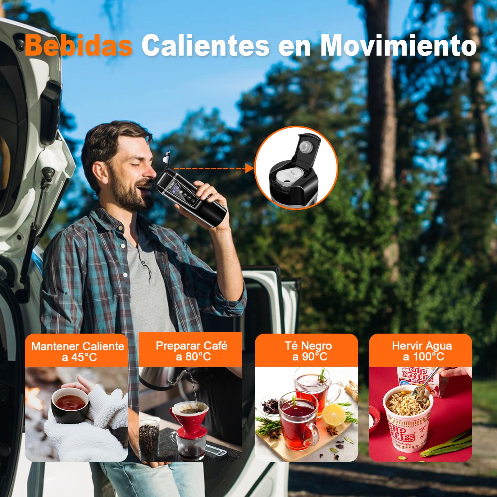 Hervidor Coche 12V/24V Eléctrico 400ml para Camión y Viaje