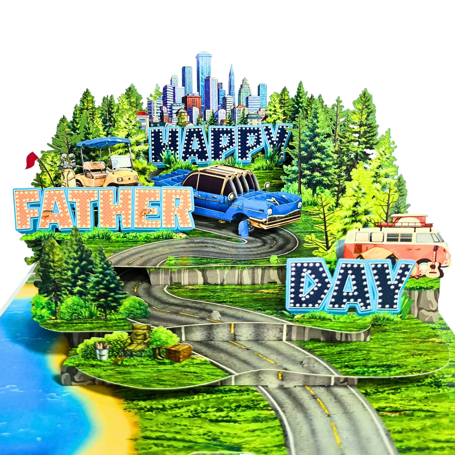 HEARTAGS- Happy Fathers Day Card, 6x8 in Pop Up Father's Day Card for Husband, Dad, Son, Grandpa, FathersDay Gift From Wife, Daughter With Envelope