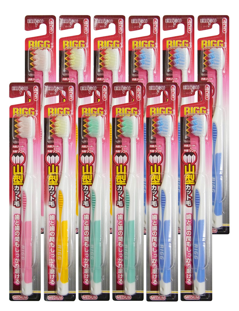 Amazon.co.jp: エビス リグ山型ハブラシ ふつう 12本パック : ドラッグ