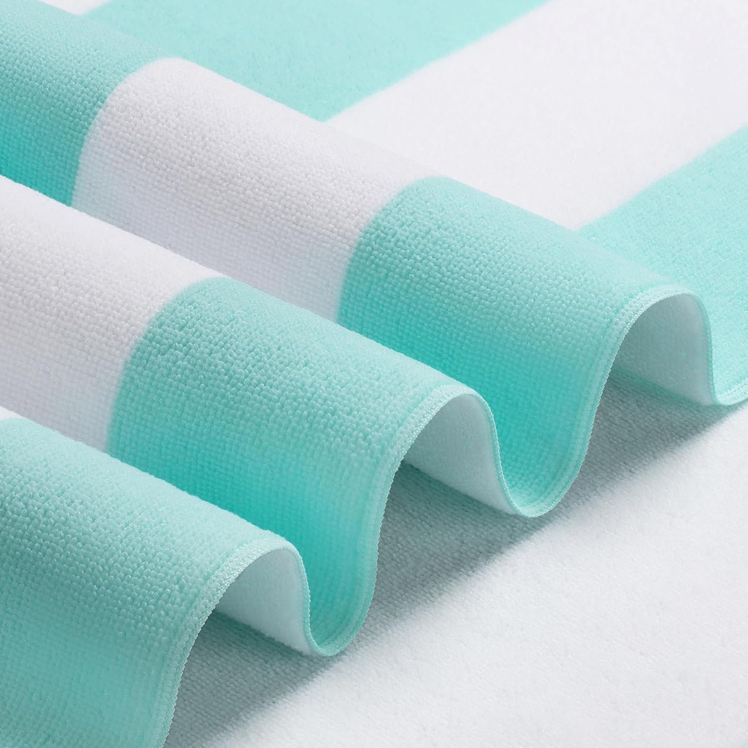 WILFA Extra Large Beach Towel - Oversized Mircofiber Towel 40'' x 70'', XL Striped Lightweight Pool Towel, Big Cabana Swim Travel Towel for Adults Mens Women,Aqua - Image 3