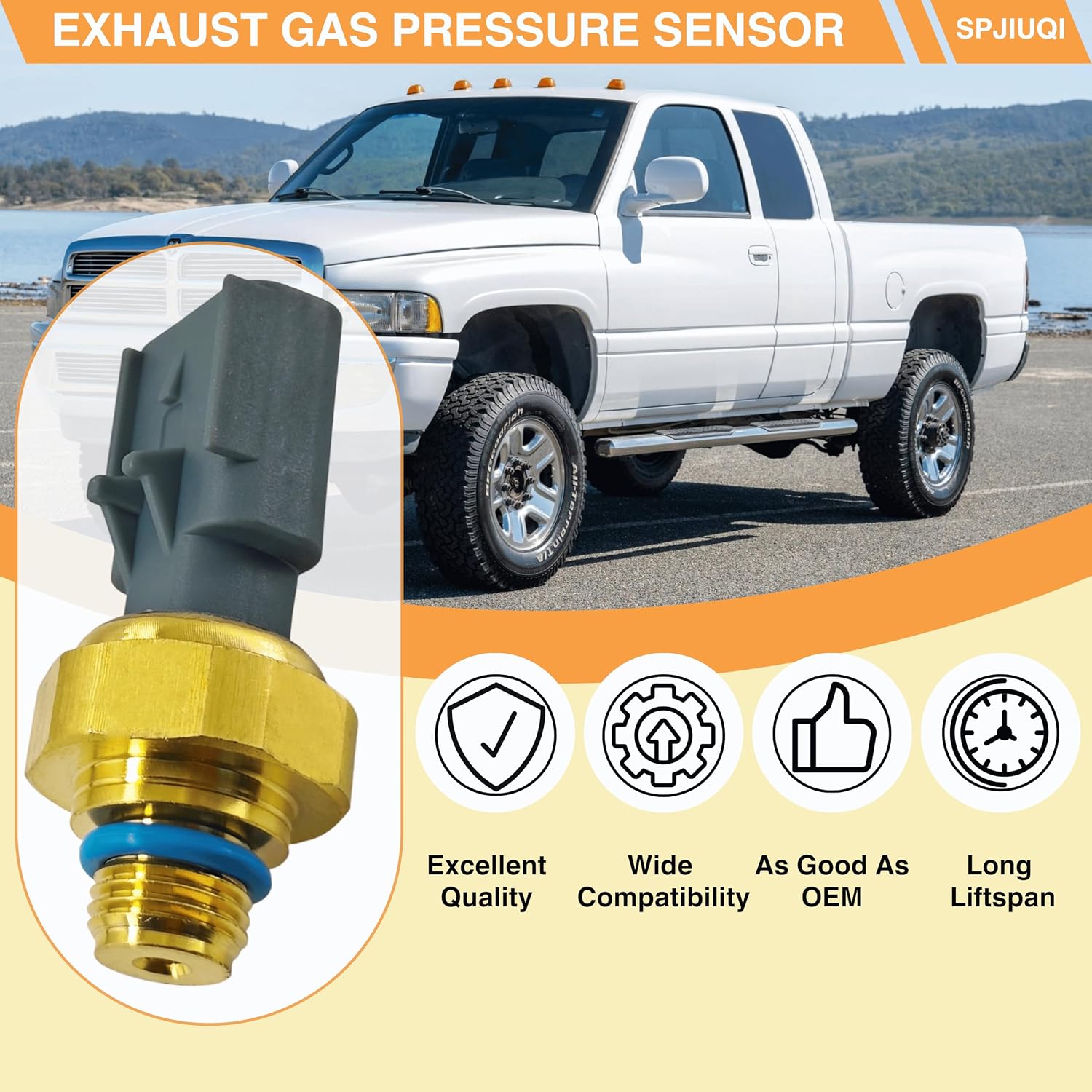 4928594 Exhaust Gas Pressure Sensor - 4087989, 4921746, EGR Sensor - for Cummins ISX, ISM, ISC, ISL, ISB, ISF, 2.8, 3.8, for Dodge Ram 2500, 3500, 4500, 5500, 6.7L, 4903479, 5S5457, AS370