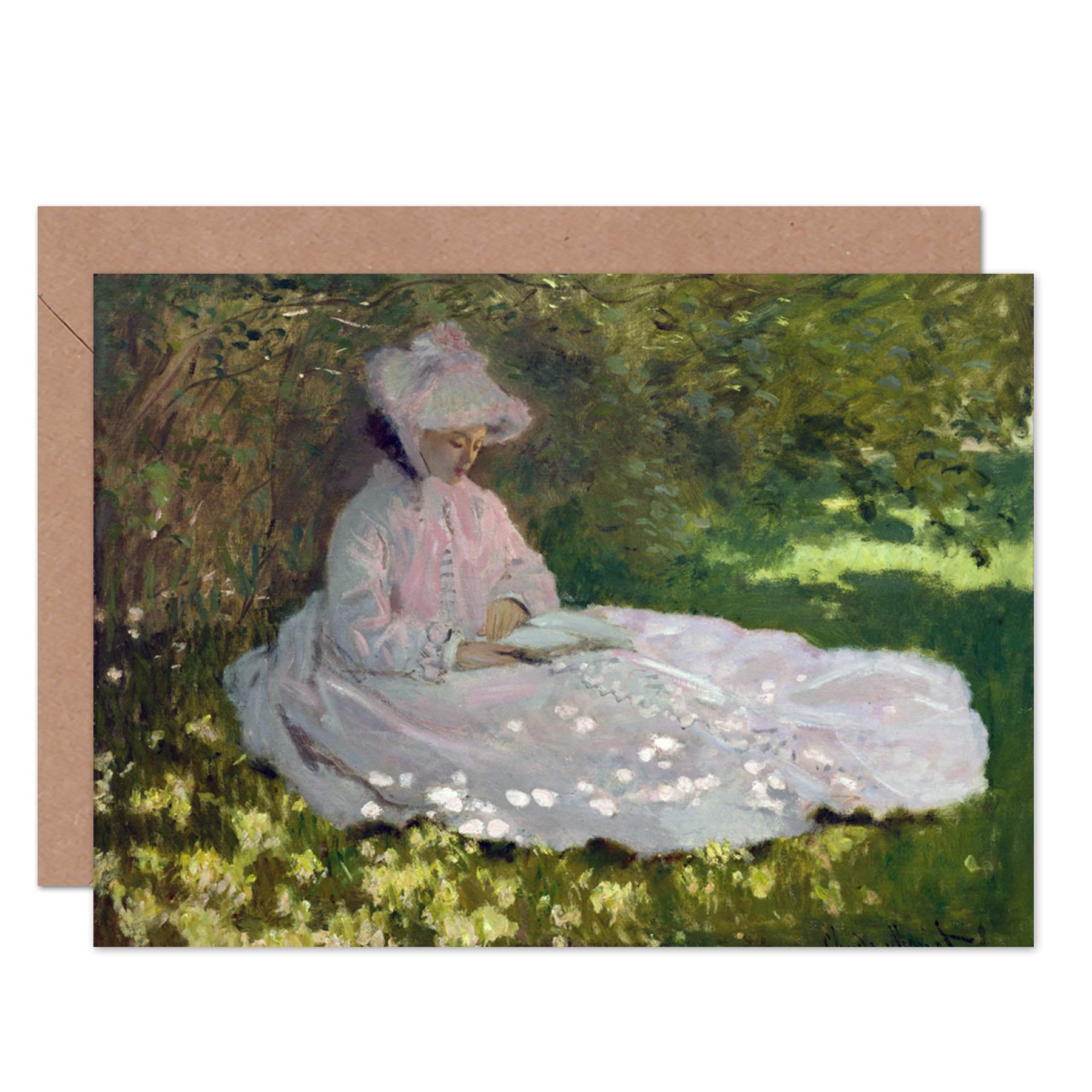 Artery8 Claude Monet Springtime Fine Art Greeting Card Plus Envelope Blank Inside