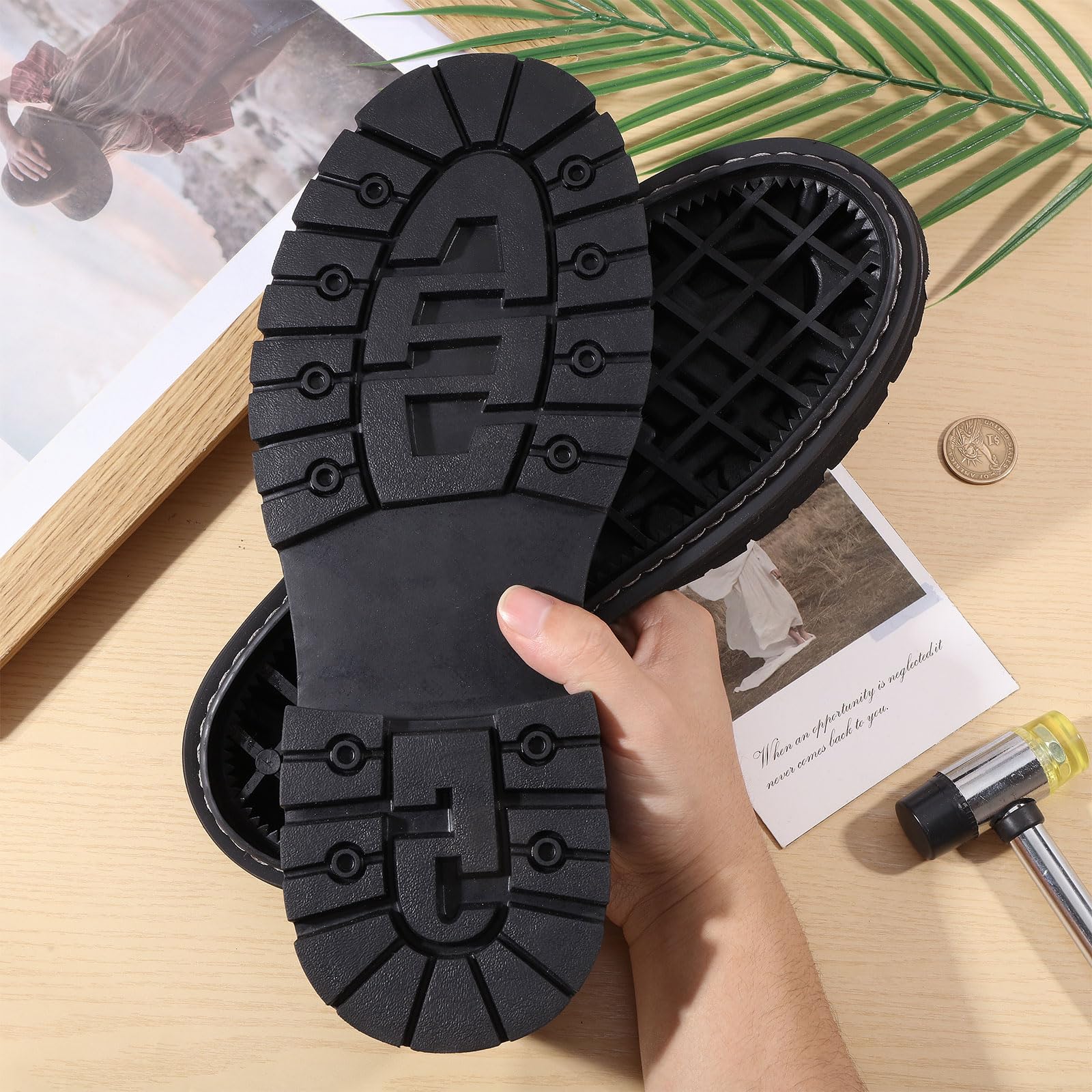 CHGCRAFT Suela de goma de repuesto para zapatos, 1 par, antideslizante, protector de reparación de zapatos para parte inferior, color negro, 42 EU