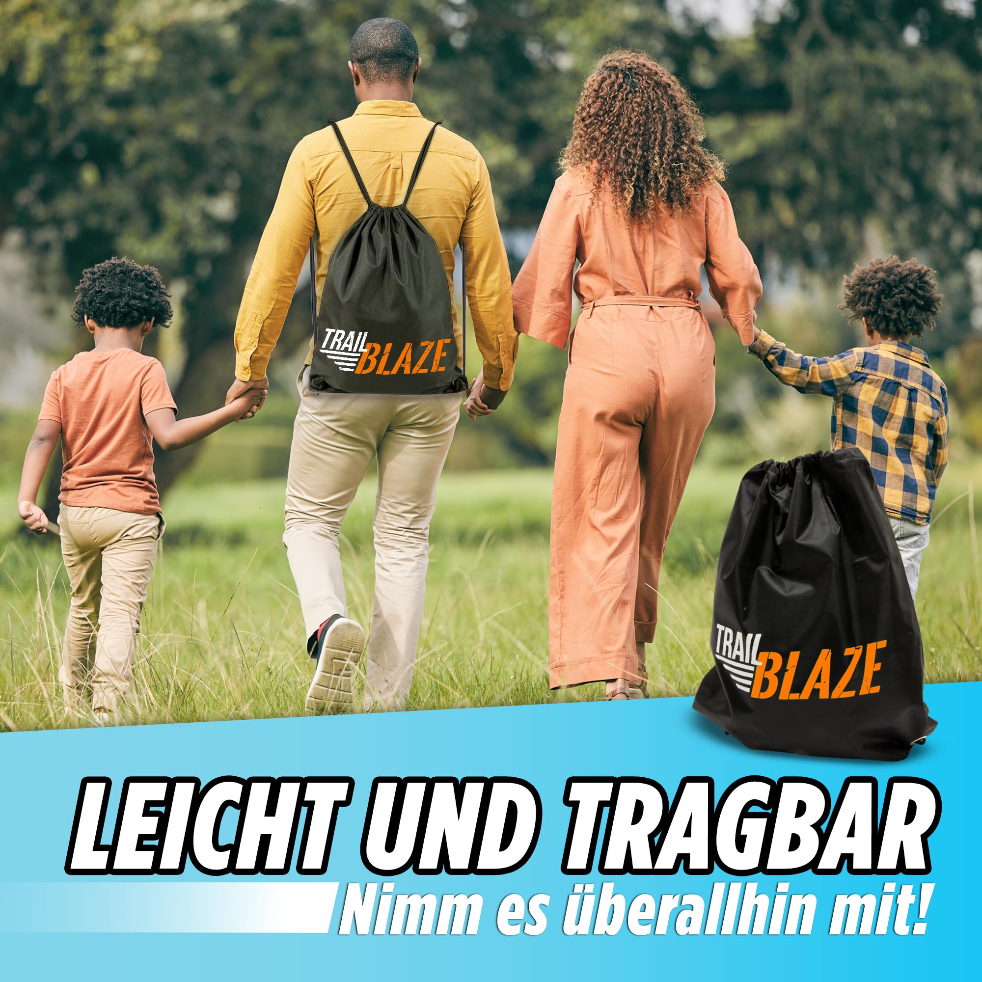 TRAILBLAZE Kit Slackline Completo – Con Protezioni Alberi + Sacca Porta Slackline - Installazione Facile - Kit per Principianti da 15m per Camminate e Equilibrismo