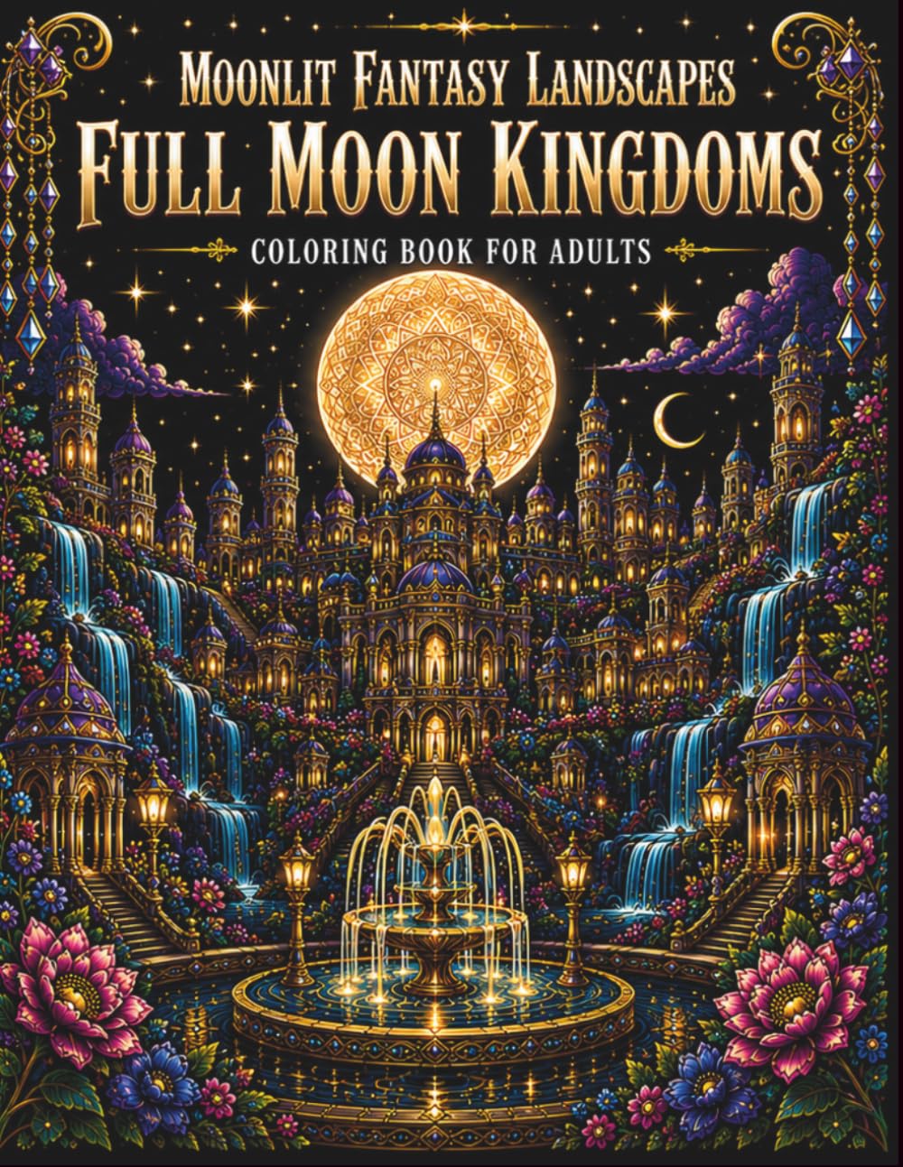 Moonlit Fantasy Landscapes: Full Moon Kingdoms: 50 Plus Magical Moonlit Realms, Enchanted Palaces, and Dreamlike Landscapes to Color