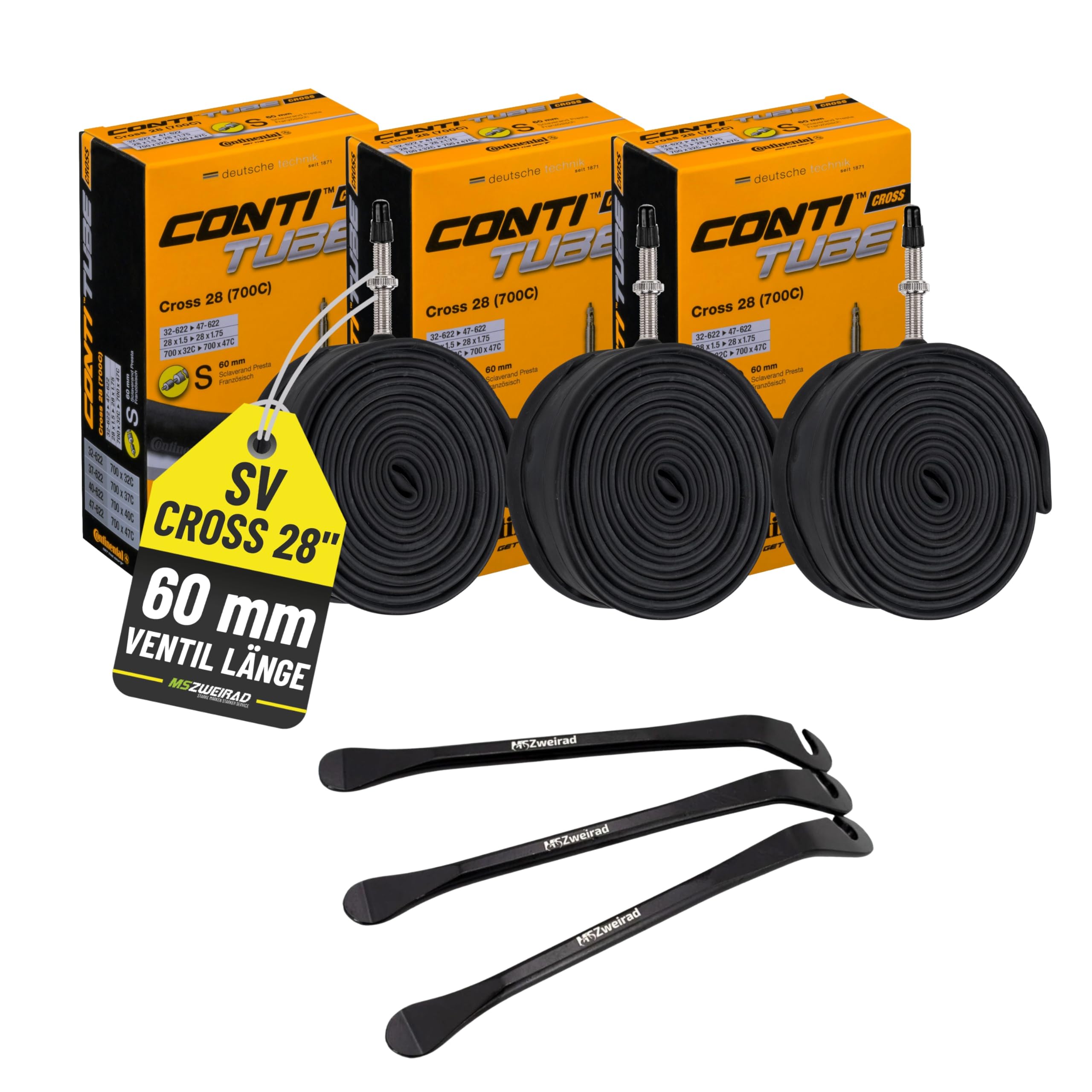 Eastern Bikes 700c Fahrradschlauch 2er Pack – Für 35-43 Mm Reifen, Mit Schrader-Ventil & Reifenhebern