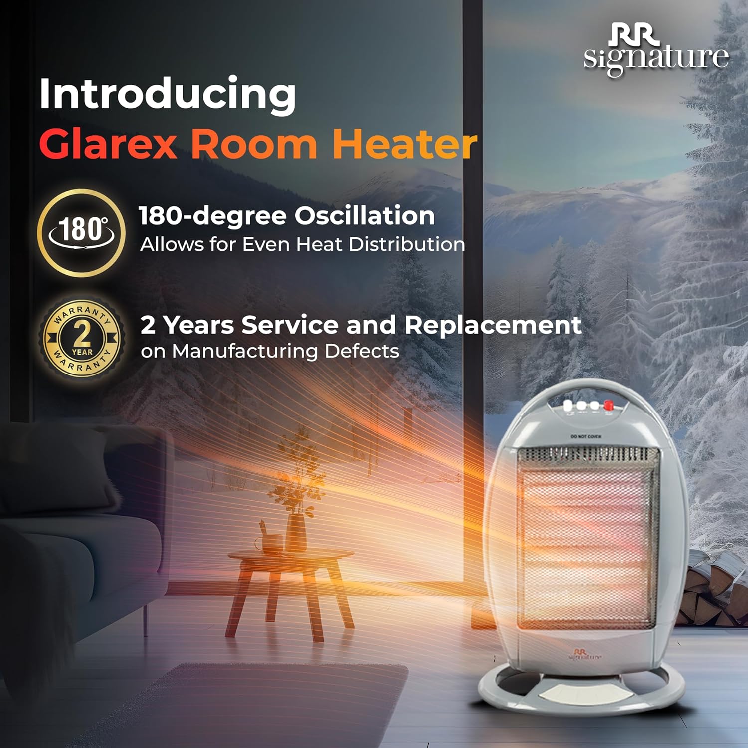 RR Signature GLAREX Halogen Room Heater 1200 Watt | 3 Rod, 3 Heat Setting (400W/800W/1200W) | 180 Degree Oscillation | Metal Grill For Safety | Silent Operation | 2 Year Warranty 9 81bfVSJ00AL. SL1500