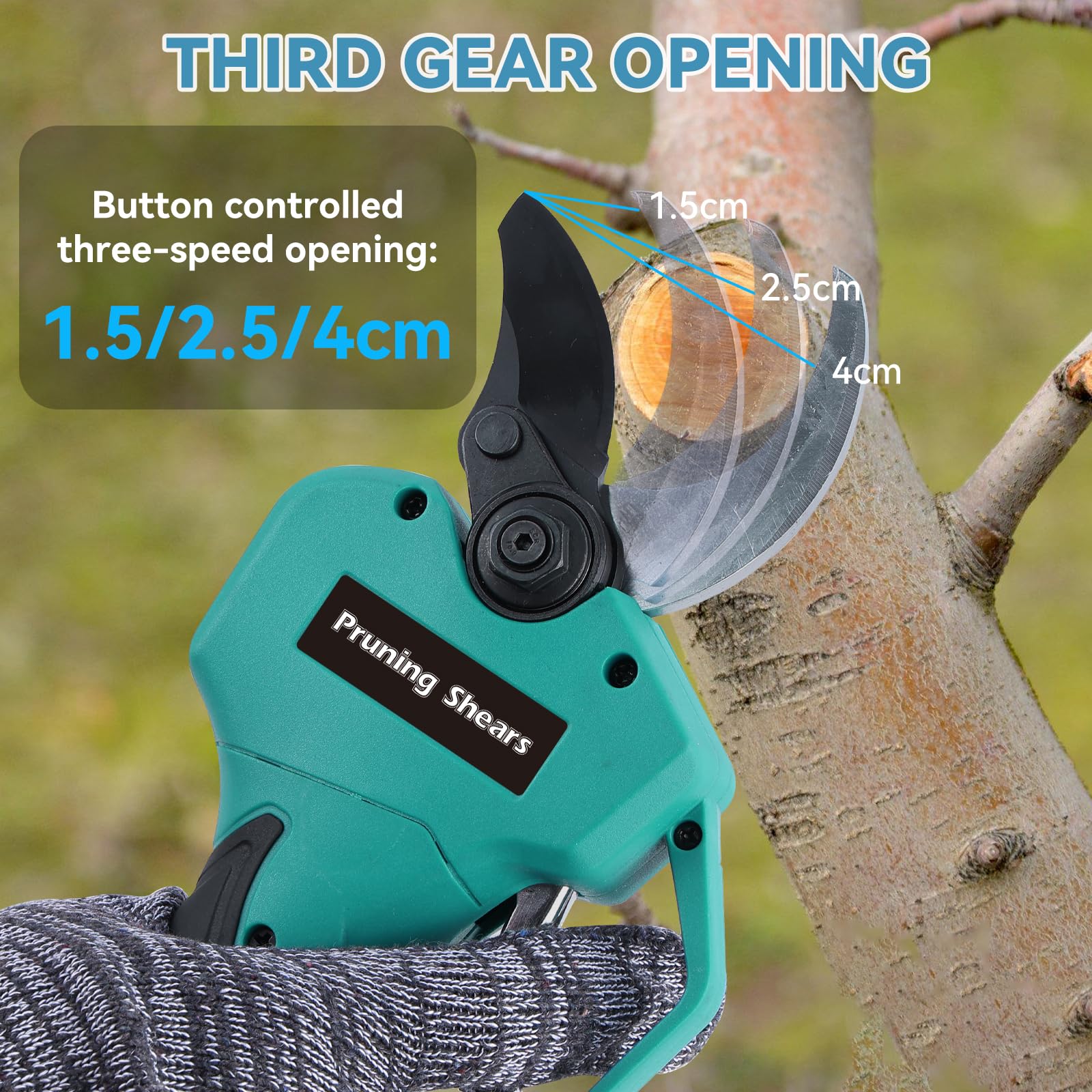 Sécateur Électrique Sans Fil 40 mm- 2M Perche Télescopique-Coupe Branche Électrique avec Écran,Secateur a Batterie 2×2000 mAh, 3 Réglages, pour la taille, le jardinage, les vergers