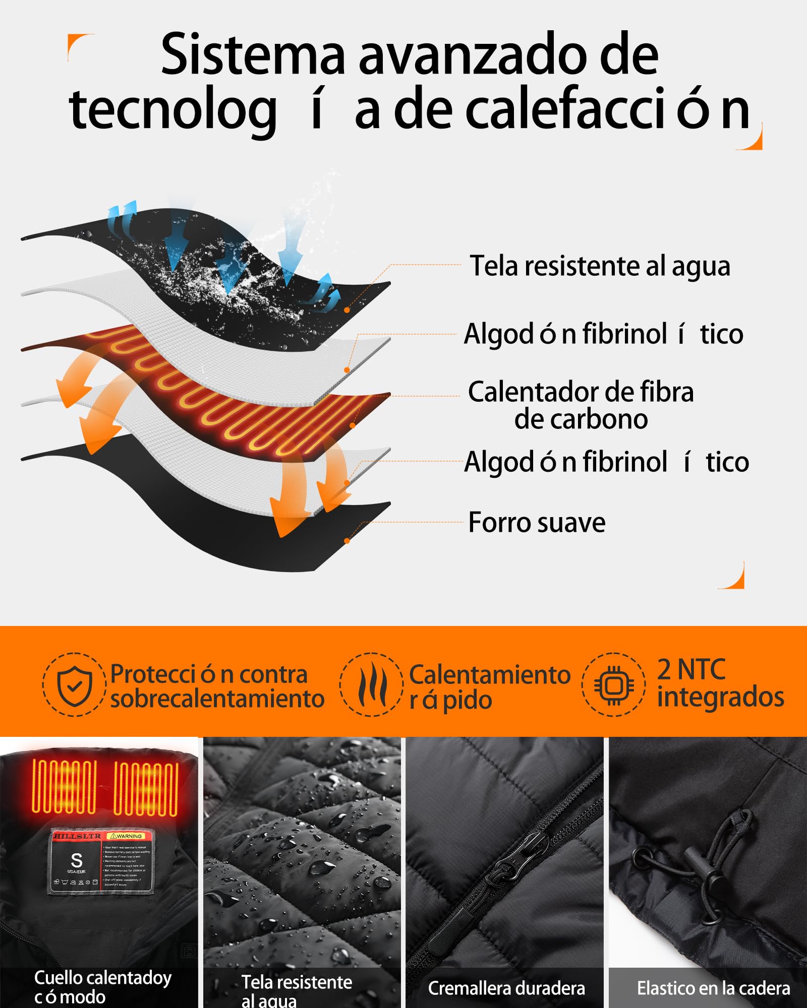 Chaleco Calefactable Mujer con Batería 7.4V 18400mAh – Chaleco Térmico Eléctrico, ligero y Lavable a Máquina, 8 Zonas de Calor Chaleco para Invierno