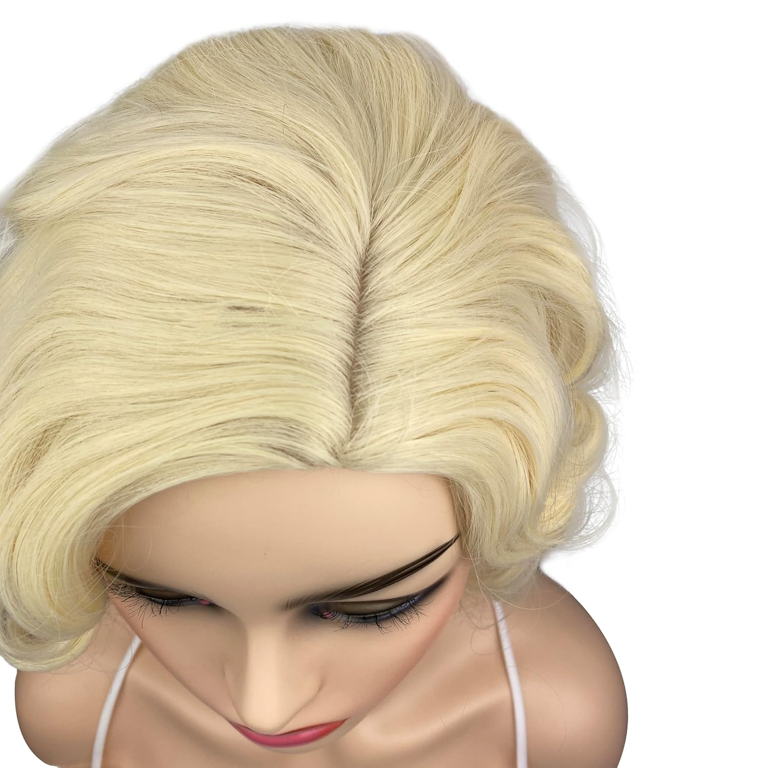 Wiginway Vintage Short Curly Finger Wavy Flapper Heat Resistant Synthetic Hair Wigs for Women Girls Party Evening Out Fun Blonde