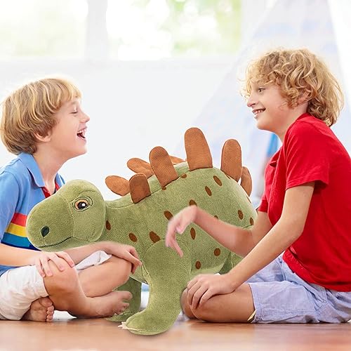Miniatura 4 de Muñecas de peluche de dinosaurio, animales de peluche y lindas almohadas para decoración del hogar para niños de 15.75 pulgadas (verde)