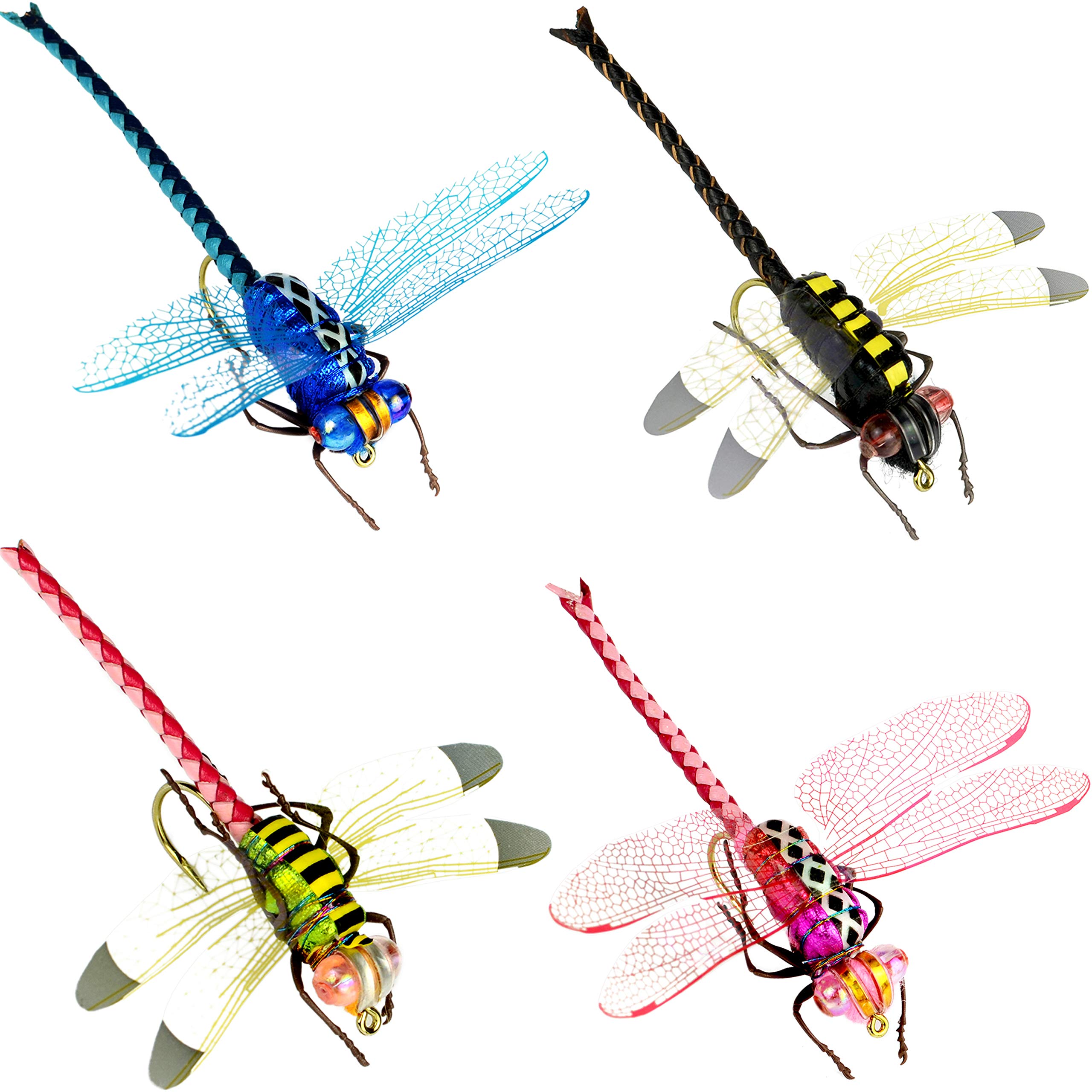 Kit de mouches pour pêche à la mouche, assortiment de mouches pour truite et achigan avec boîte à mouches, avec mouches sèches/humides, nymphes, streamers, poppers à mouche (Dragonfly4 Kit de mouches pour pêche à la mouche, assortiment de mouches pour truite et achigan avec boîte à mouches, avec mouches sèches/humides, nymphes, streamers, poppers à mouche (Dragonfly4
