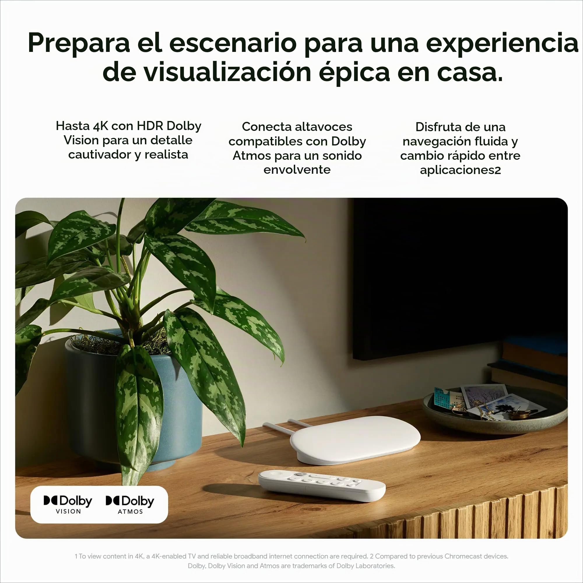 Google Transmisor de TV (4K) - Entretenimiento de transmisión rápida con control remoto de búsqueda por voz - Mira películas, programas, TV en vivo y Netflix en 4K HDR - Control inteligente para el