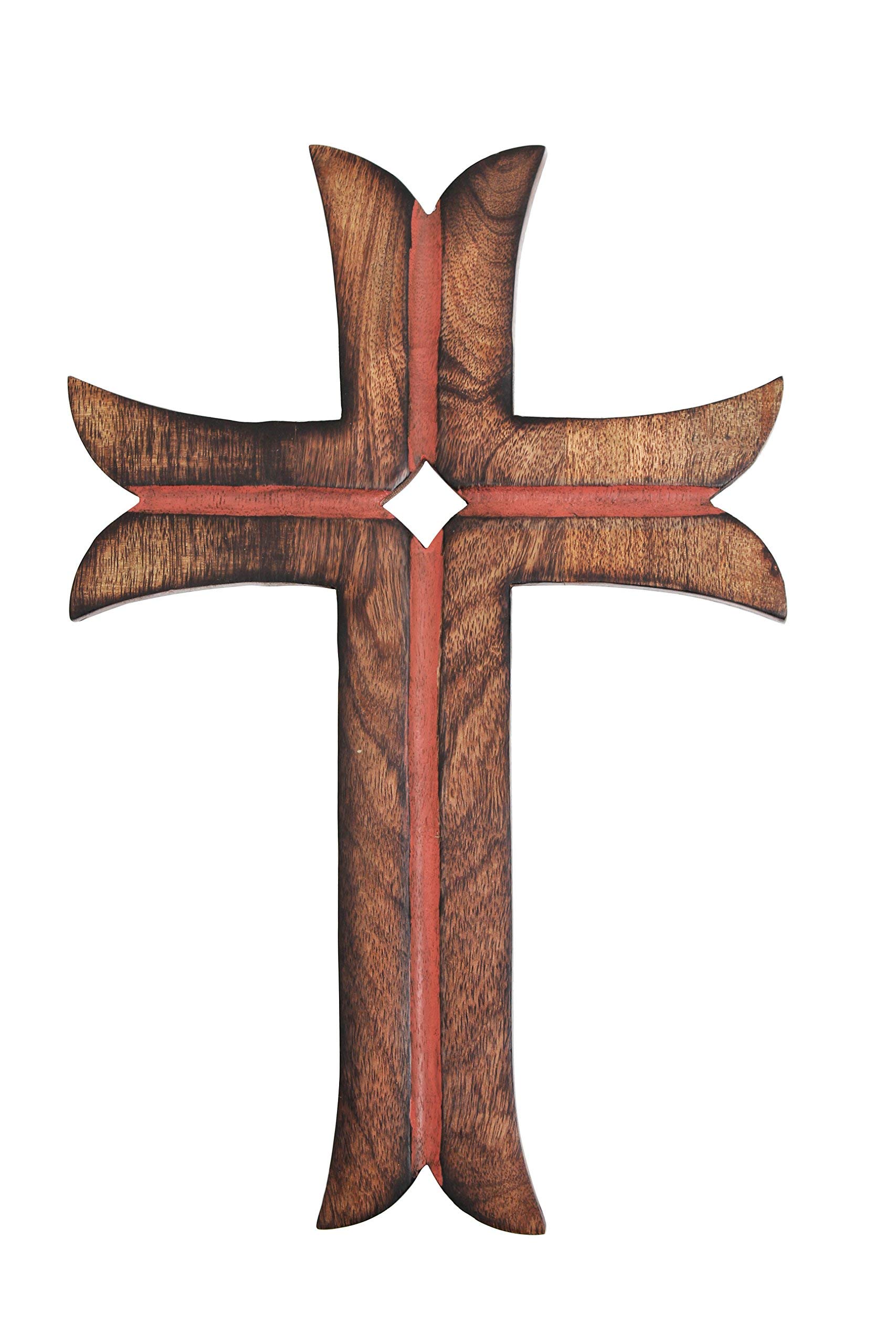 Ajuny Wooden Wall Cross Handmade Decorative Hanging Wall Mounted for Church Home office Décor Religious Gifts Ideal 15x10 Inch