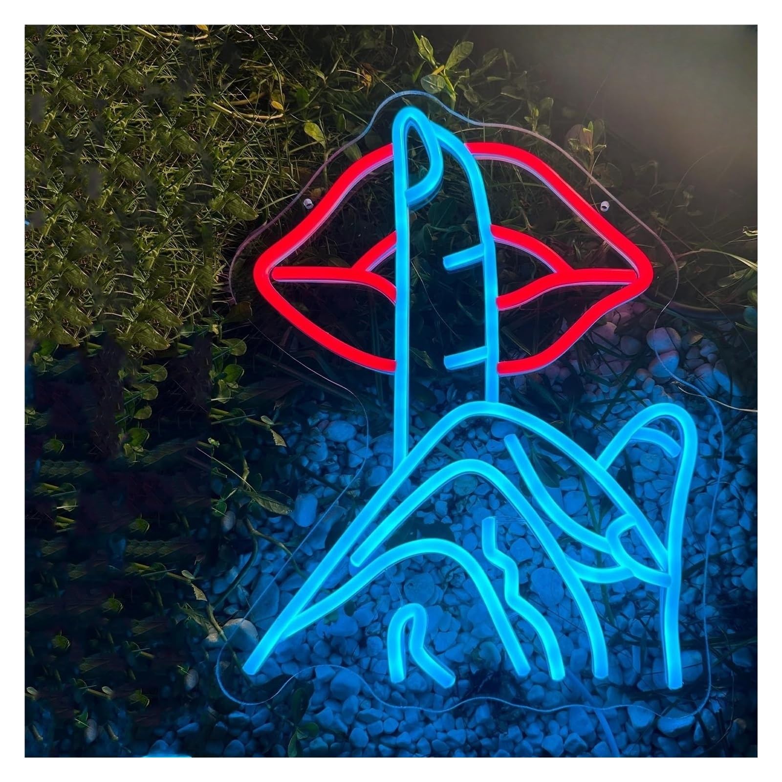 LEMST Signs Lamp Lip Neon Signs USB Powered Adjustable Brightness Gestures Neon Lights, Suitable for Bistro Party Decor 29.6cmx38cm(A)