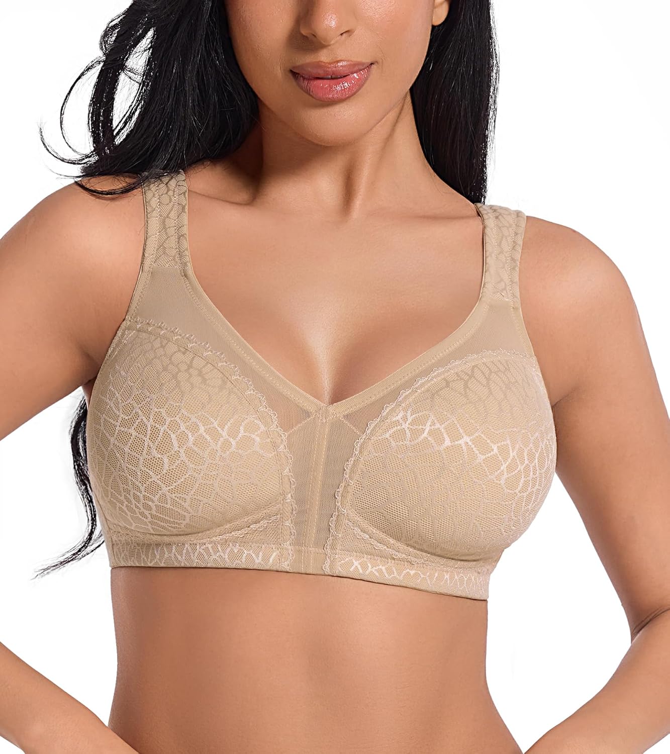 HACI Women's Minimizer Bra Full Coverage Everyday Wirefree Non Padded Plus Size for Large Bust Support Seamless