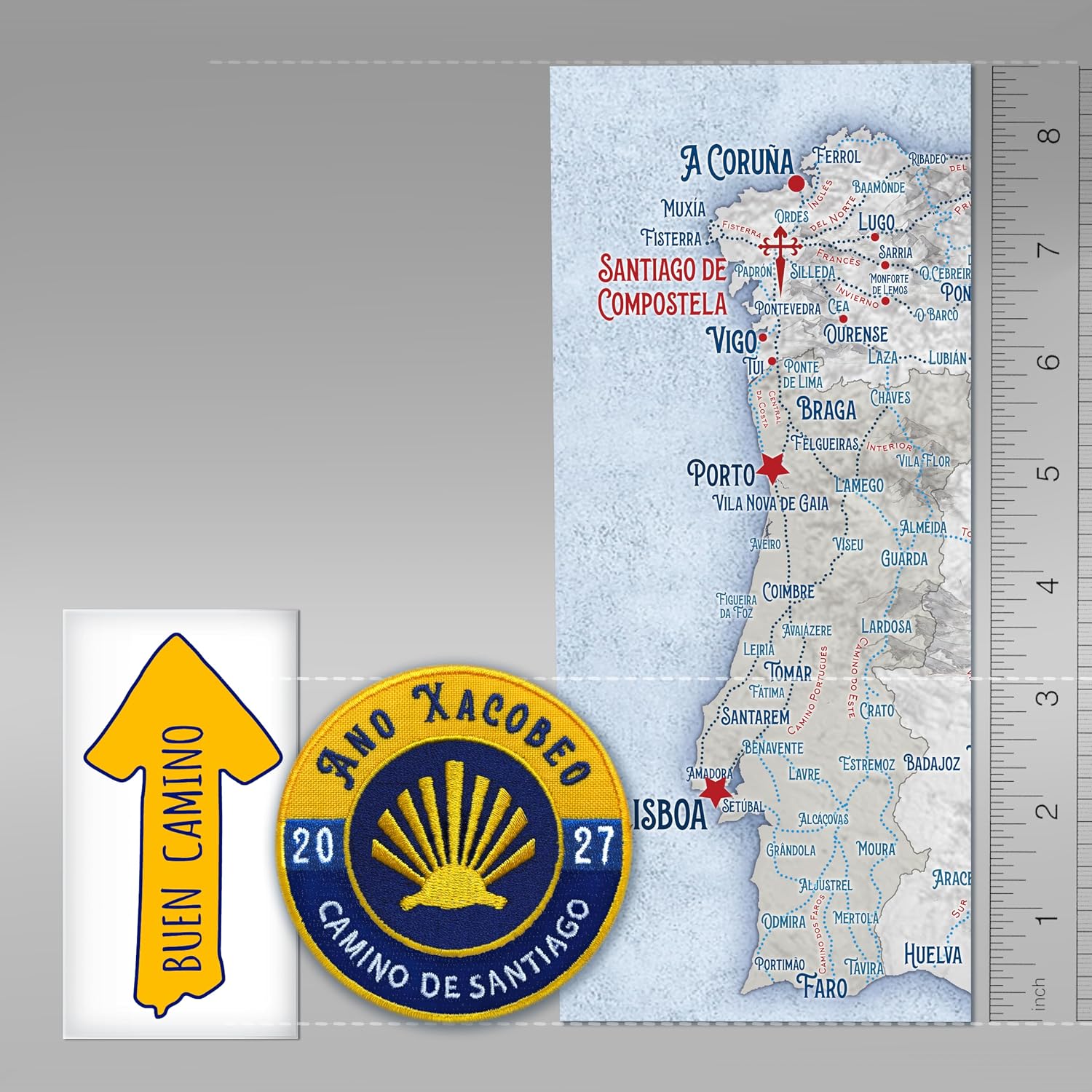 2027 Commemorative Camino Patch + Shell Decal + Map // Camino De Santiago
