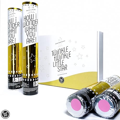 Miniatura 6 de Sweet Baby Co - Cañón de confeti de revelación de género con polvo de color para niños o niñas humo de confeti azul y humo de confeti rosa juego de