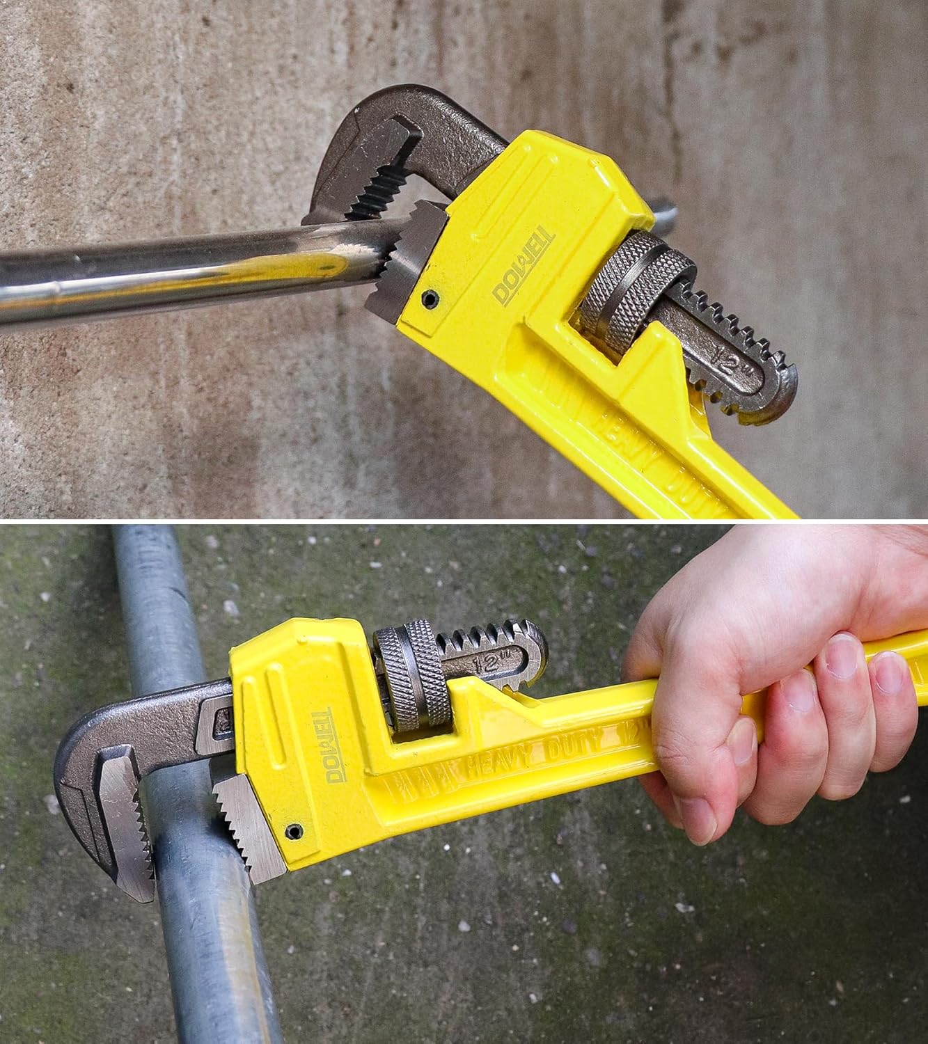 DOWELL 12' Pipe Wrench - Comfortable Grip, Reliable and Durable Cast Steel for Long-Lasting Use