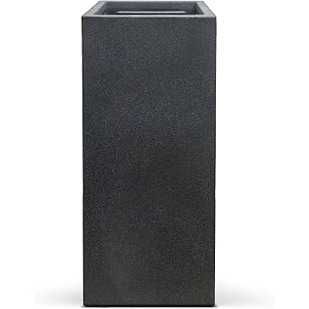 Spetebo XXL Plastic Plant Pot Anthracite 80 cm   Square Planter   Flower Pot Planter Plant Column