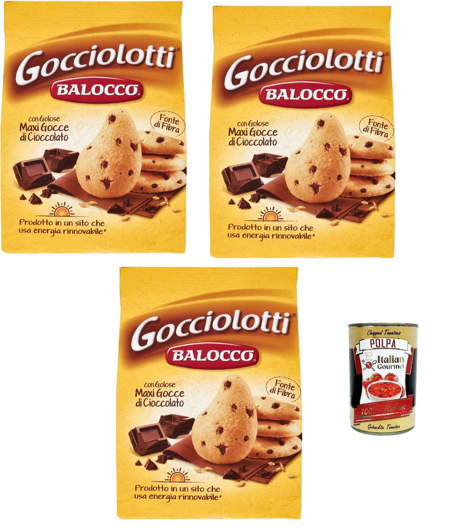 Balocco Gocciolotti Biscotti con gocce di cioccolato Kekse mit Schokoladenstückchen biscuits cookies 100% Italienische Kekse 3x 700g + Italian Gourmet polpa 400g