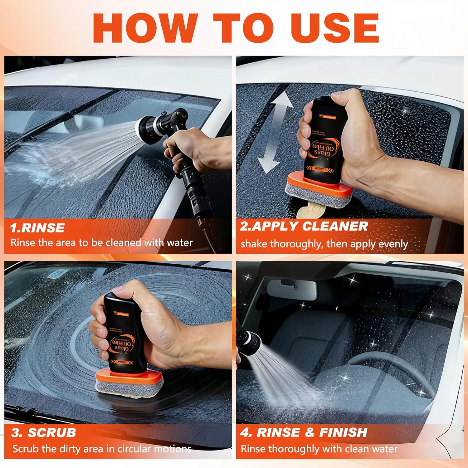 2PCS Glass Oil Film Remover for Car, Roll-On Glass Compound with Cleaning Board, Removes Oil Film & Smudges, Improve Windshield Clarity and Visibility for Safe Driving - Image 6