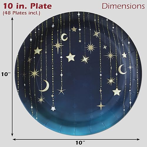 Miniatura 3 de Havercamp Fiesta de noche estrellada para 48! El juego jumbo incluye 48 platos XL de 10 pulgadas y 48 servilletas de almuerzo. Bellamente impreso en