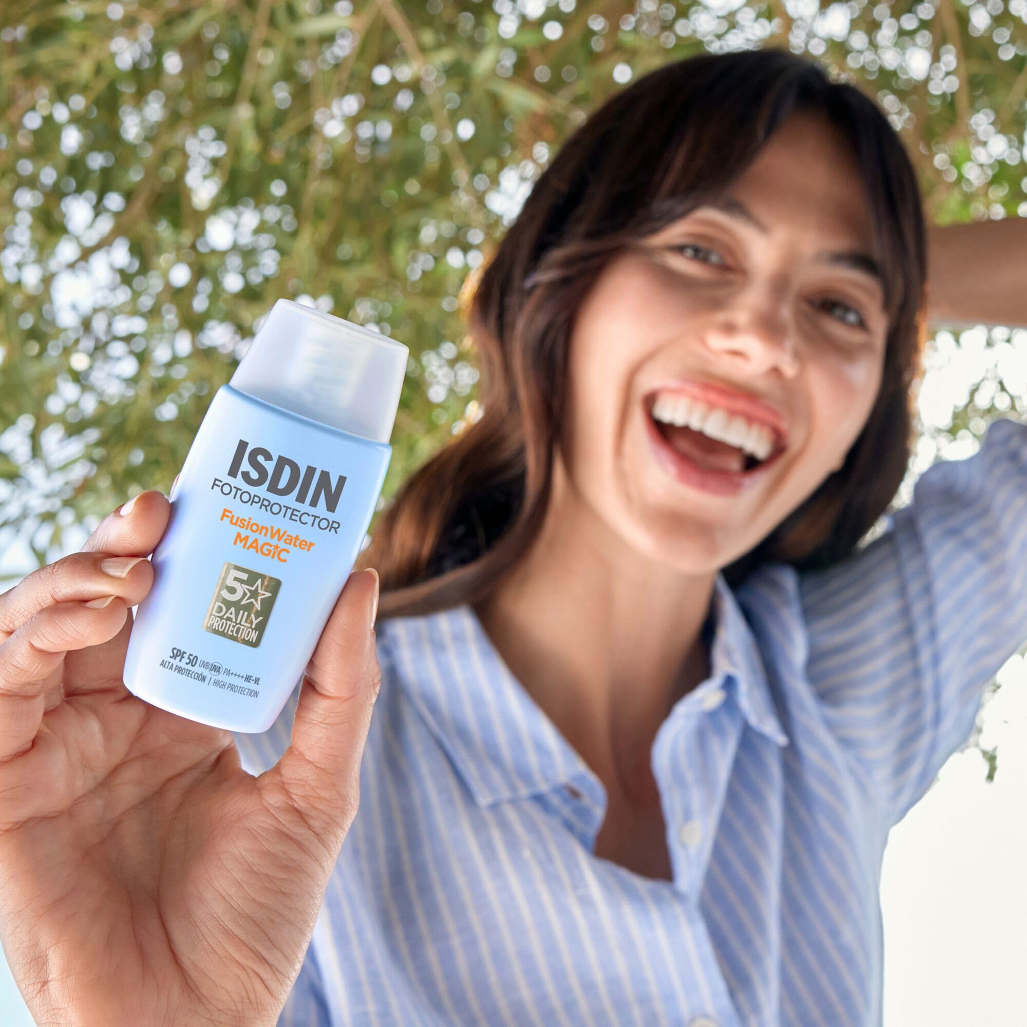 ISDIN Fusion Water MAGIC SPF 50 (50 ml) | Crema Solare Viso a Base Acquosa per l'Uso Quotidiano | Texture Ultra-leggera