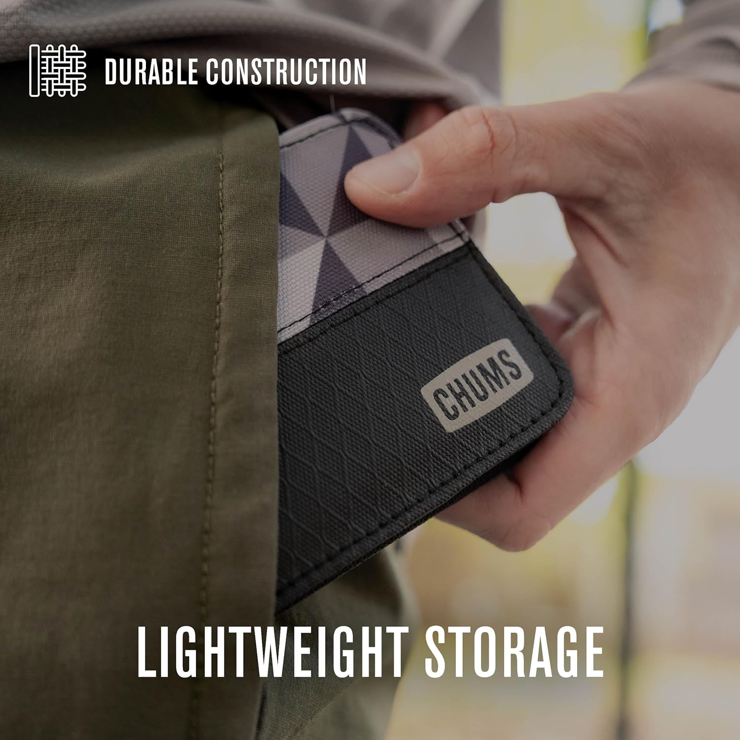 Chums Rover Bifold Wallet - Mens Wallet Slim & Front Pocket RFID Blocking Wallet with Canvas Ripstop Fabric - Geo - Image 3