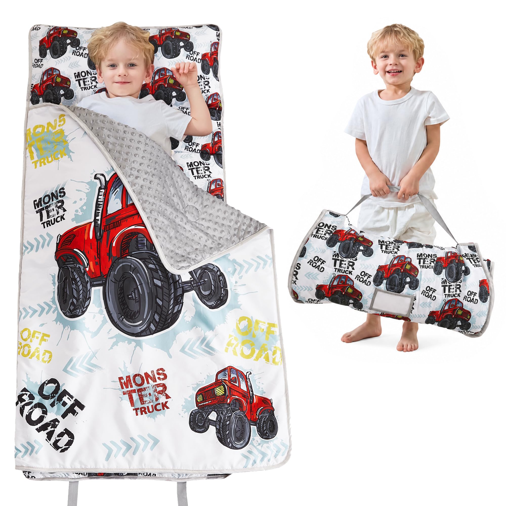 Lasoftan Toddler Nap Mat with Pillow and Blanket, Extra Large Rolled Napping Mats,Slumber Bags for Boys Girls,Kids Sleeping Bag for Daycare, Preschool Travel Camping