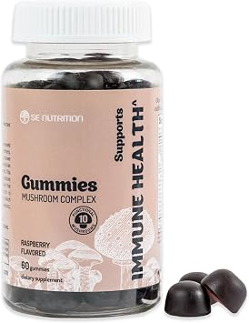 10Mushroom Blend Gummies Fruiting Bodies Clean, Natural, Vegan, NonGMO Gummy Daily Immune, Focus, Energy & Brain Support Daily Adaptogen Chewables 60 Gummies Made in USA