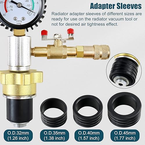 Miniatura 5 de Kit de herramientas de recarga de vacío de refrigerante para radiador automotriz, sistema de refrigeración del motor, purga y llenado al vacío,