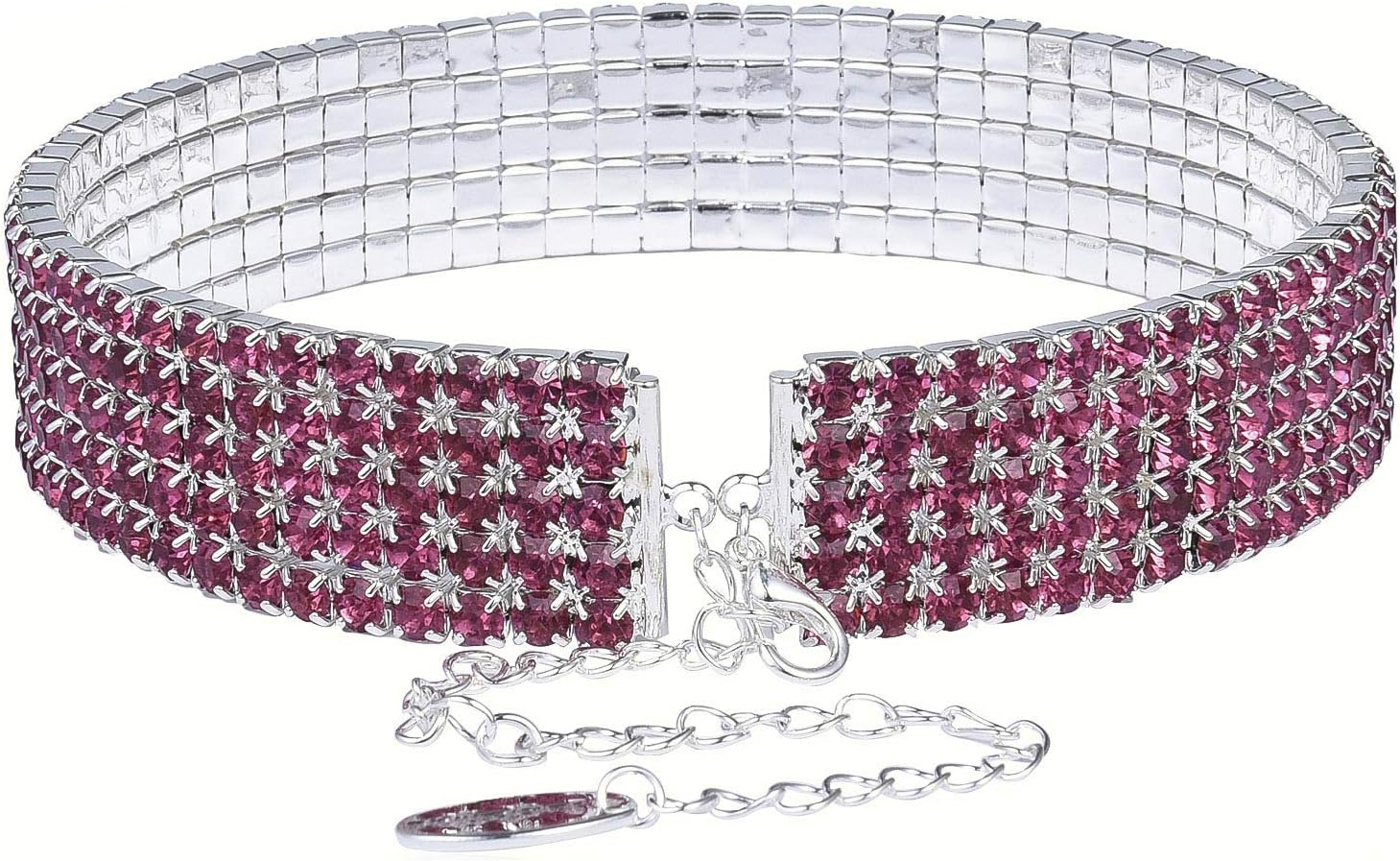 5-row Five Rows Clear White Black Pink Silver Austrian Rhinestone Crystal Choker Collar Necklace Dance Party Jewelry Wedding Prom N060