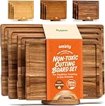 SMIRLY Planches de coupe de bambou pour la cuisine - Table de coupe de bois pour préparation de repas, service, charcuterie - Gadgets de cuisine, Cadeaux de chauffage de maison - Ensemble de planches à découper en bois 3 - Bambou naturel