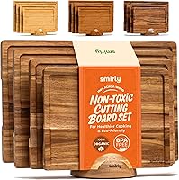 Vista 27 de SMIRLY Tabla de cortar de madera, juego de tablas de cortar de bambú, tabla de cortar y tablas de cortar de madera para cocina, tabla de cortar