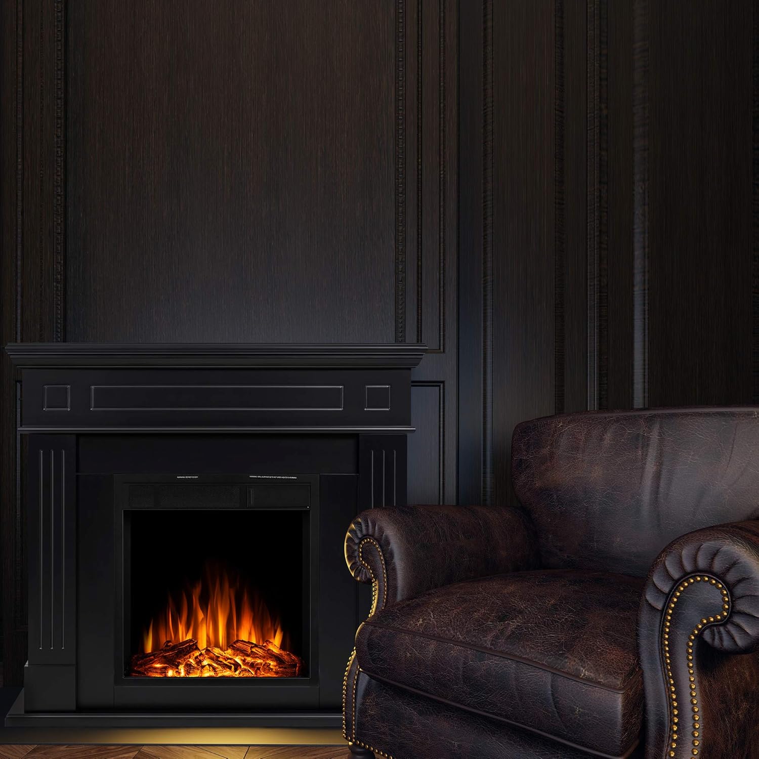 JAMFLY Electric Fireplace Mantel Package with Adjustable Flame, Remote