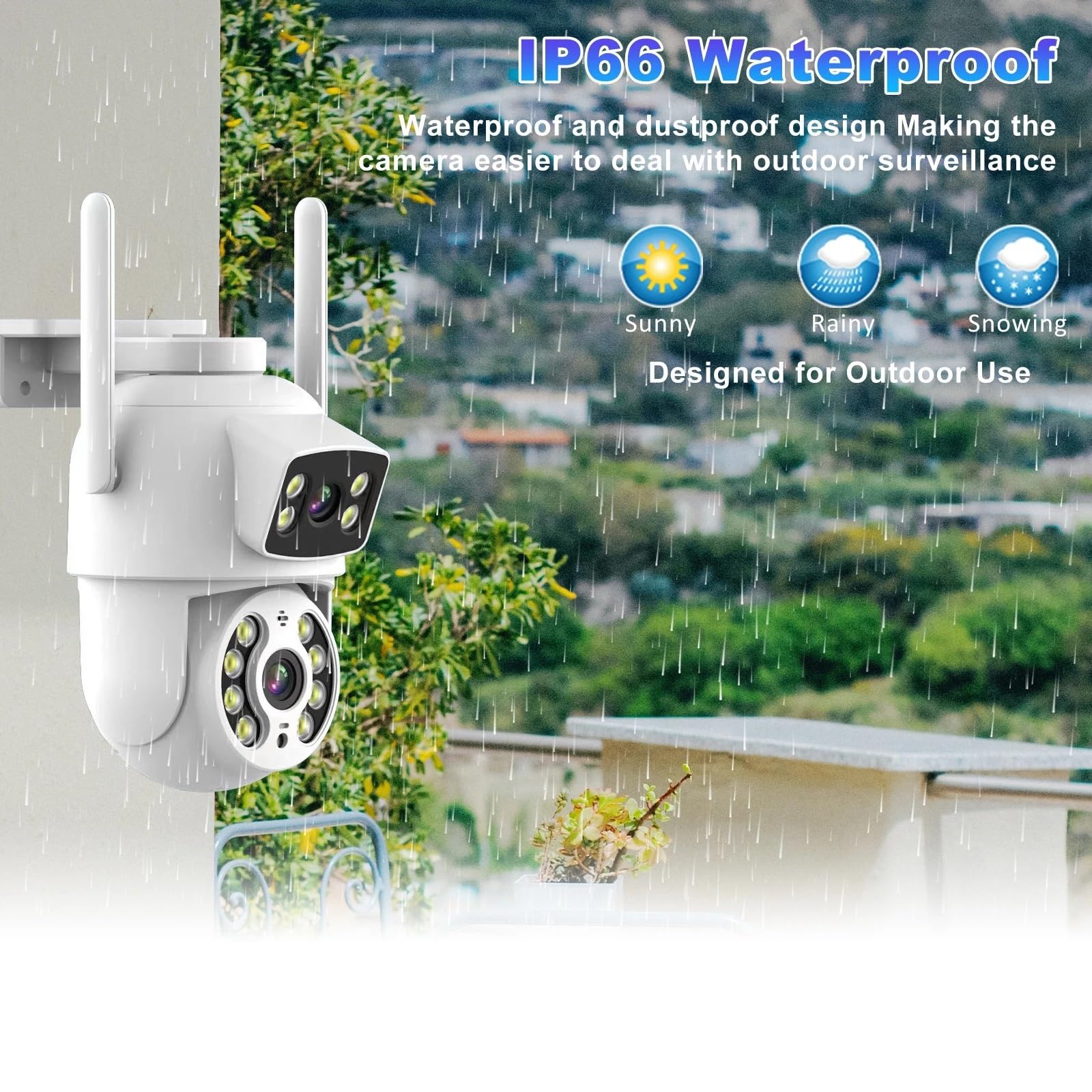 Zewnętrzna bezprzewodowa kamera IP 6MP z podwójnym obiektywem WiFi, monitoring CCTV, bezpieczeństwo domowe, wykrywanie osób, podwójny ekran,Spokój ducha zawsze(Add 128G)